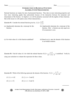 Introduction to Rational Functions