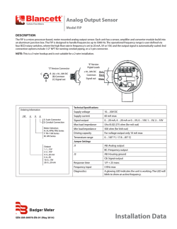 Installation Data Analog Output Sensor