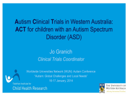 Autism Clinical Trials in Western Australia: ACT for children with an