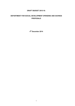 DRAFT BUDGET 2011-15: - Department for Social Development