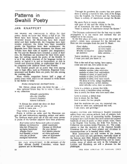 Patterns In Swahili Poetry