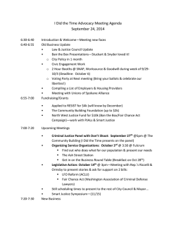 I Did the Time Advocacy Meeting Agenda September 24, 2014