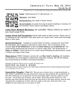 Immanuel News May 18, 2014