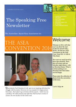 THE ASEA CONVENTION 2014 - Qld Speak Easy Association