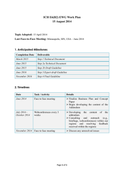 ICH E6(R2) EWG Work Plan 15 August 2014