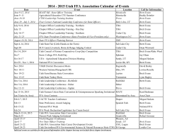 2014 - 2015 Utah FFA Association Calendar of Events