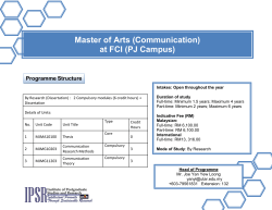 Master of Arts (Communication) at FCI (PJ Campus)