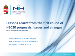 Lessons Learnt from the first round of H2020 - BILAT