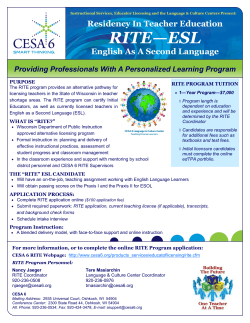 2014-2015 RITE ESL Program Flyer