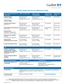 Dental Claims and Service Reference Guide