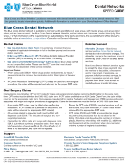 Dental Networks SPEED GUIDE - Blue Cross and Blue Shield of