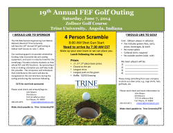 19th Annual FEF Golf Outing Saturday, June 7, 2014