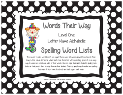 Words Their Way Spelling Word Lists