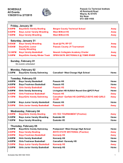 Weekly Athletics Schedule - Passaic County Technical Institute