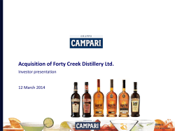 Acquisition of Forty Creek Distillery Ltd.