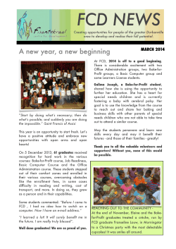 2014-03 Newsletter - Fisantekraal Centre for Development