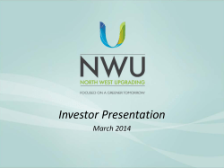 Investor Presentation - North West Upgrading