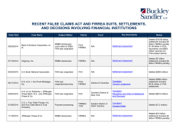 recent false claims act and firrea suits, settlements, and decisions