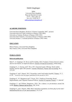 Edith Ginglinger - CEREG - Université Paris Dauphine