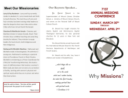 Meet Our Missionaries 71ST ANNUAL MISSIONS