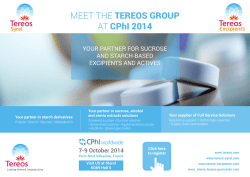 MEET THE TEREOS GROUP AT CPhI 2014 - Tereos