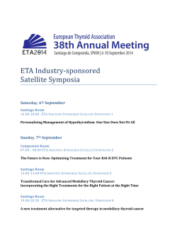 ETA Industry‐sponsored Satellite Symposia