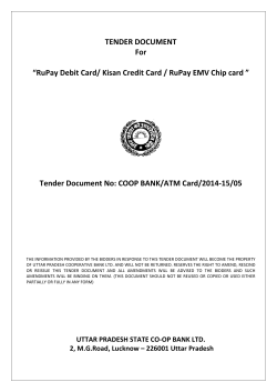TENDER DOCUMENT For “RuPay Debit Card/ Kisan Credit Card