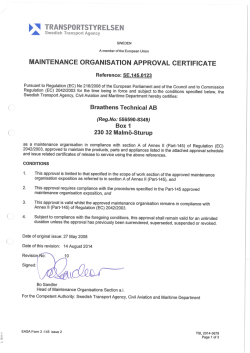 EASA Approval Certificate SE.145.0123