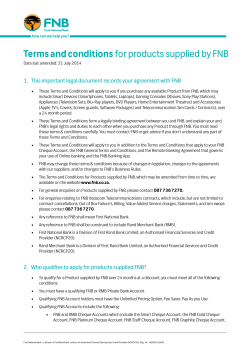 Terms and conditions for products supplied by FNB