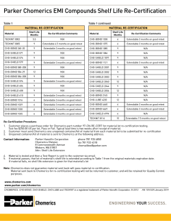 Parker Chomerics EMI Compounds Shelf Life Re