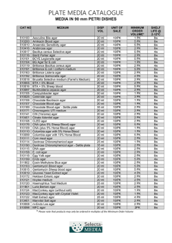 PLATE MEDIA CATALOGUE