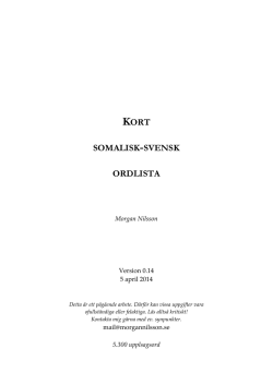 KORT SOMALISK-SVENSK ORDLISTA
