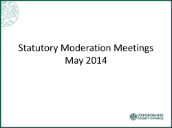 Statutory Moderation Meetings May 2014