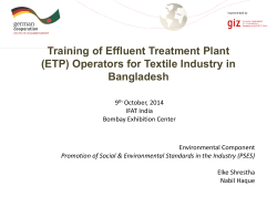 Training of Effluent Treatment Plant (ETP) Operators for