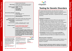 Testing for G ene tic Disorders Testing for Genetic