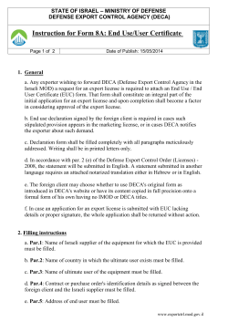End Use/User Certificate : Instruction for Form 8A
