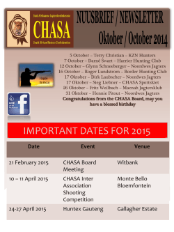 IMPORTANT DATES FOR 2015