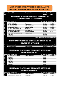 honorary visiting specialist serving in bilaspur division honorary