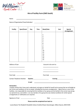 Hire of Facility Form (EWS South)
