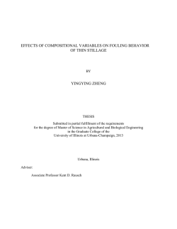 effects of compositional variables on fouling behavior of thin stillage
