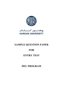 SAMPLE QUESTION PAPER FOR ENTRY TEST DEL PROGRAM