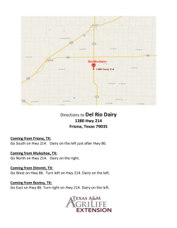Directions to Del Rio Dairy 1380 Hwy 214 Friona