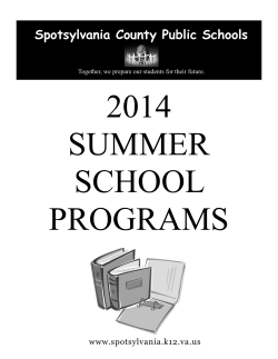 Summer School Programs - Spotsylvania County Public Schools