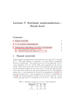 Lecture 7: Extrinsic semiconductors