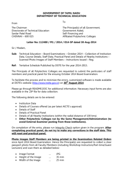 GOVERNMENT OF TAMIL NADU DEPARTMENT OF TECHNICAL
