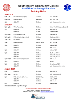 EMS/Fire Training Schedule - Southeastern Community College