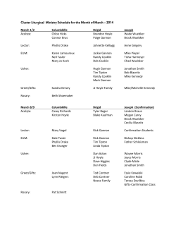 Cluster Liturgy Schedule