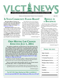 July 2014 VLCT News - Vermont League of Cities and Towns