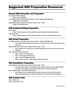 Suggested GRE Preparation Resources