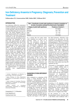 Iron Deficiency Anaemia in Pregnancy: Diagnosis, Prevention and